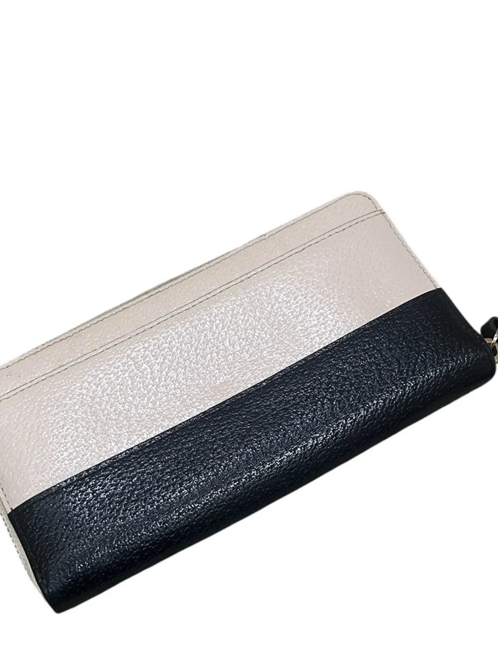 kate spade New York Two-Tone Black & cream pebble leather Zip Wallet - Picture 2 of 6